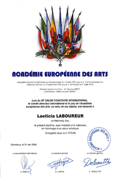 Médaille d’Argent de l’Académie Européenne des Arts